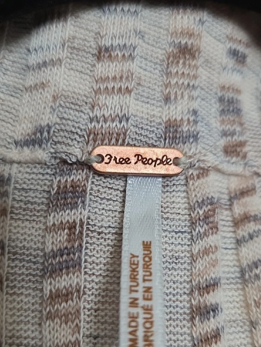 Free People Ribbed Collared Button-Front Jumpsuit in Taupe Speckle